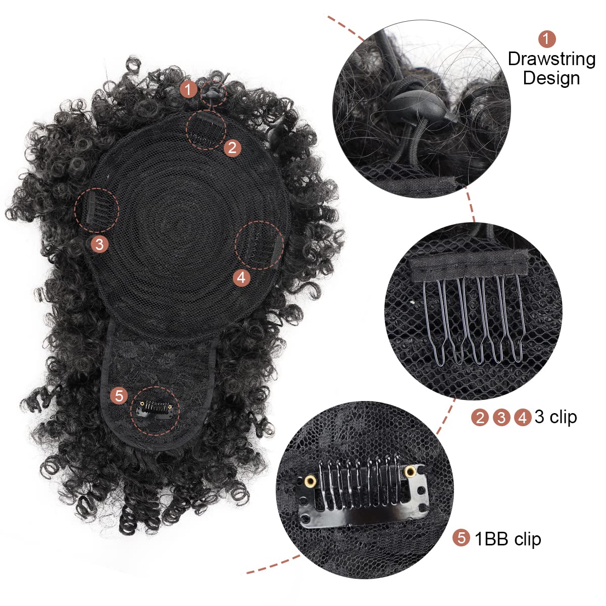 ผมปลอมแบบผูกเชือกหางม้ากับผมม้ - Drawstring Afro Curly Puff Ponytail บทวิจารณ์และราคา