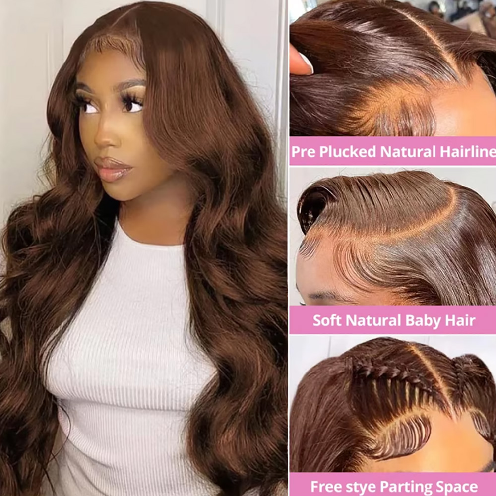 ช็อกโกแลต # วิกผมลอนบอดี้เวฟ 4 - Hd Lace Frontal Wig Human Hair Pre Plucked บทวิจารณ์และราคา