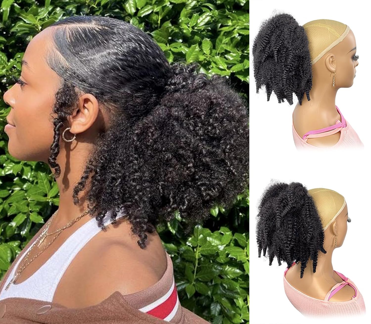 ผมมาร์เลย์แบบสั้น 12 นิ้ว หางม - Drawstring Afro Curly Puff Ponytail บทวิจารณ์และราคา