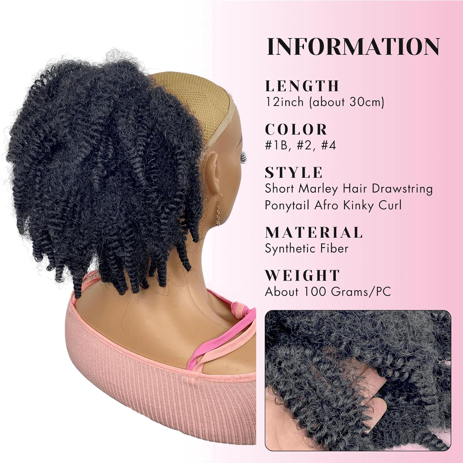 ผมมาร์เลย์แบบสั้น 12 นิ้ว หางม - Drawstring Afro Curly Puff Ponytail บทวิจารณ์และราคา