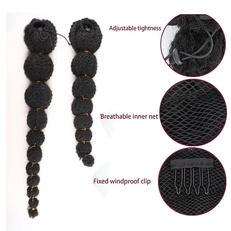 ผมต่อหางม้าแอฟโฟรพัฟแบบหยิกสำห - Drawstring Afro Curly Puff Ponytail บทวิจารณ์และราคา