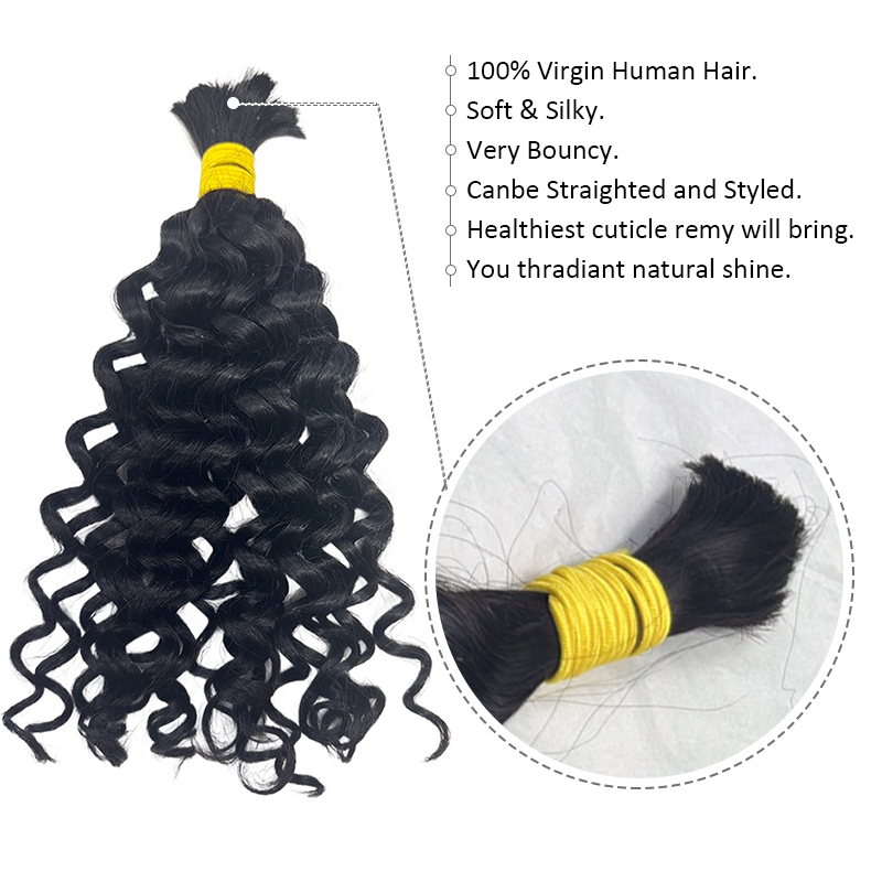 ผมมนุษย์แบบลอนคลื่นสำหรับถักเป - Water Wave Bulk Human Hair For Braiding บทวิจารณ์และราคา
