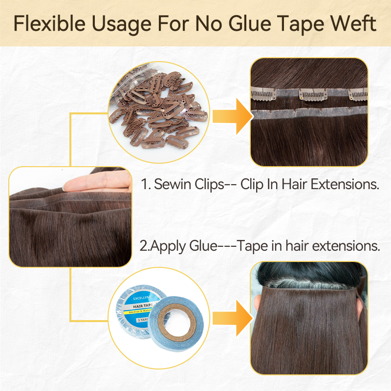 เทปยาวที่มองไม่เห็น PU Weft Hu - Invisible Tape In Extensions Real Hair บทวิจารณ์และราคา