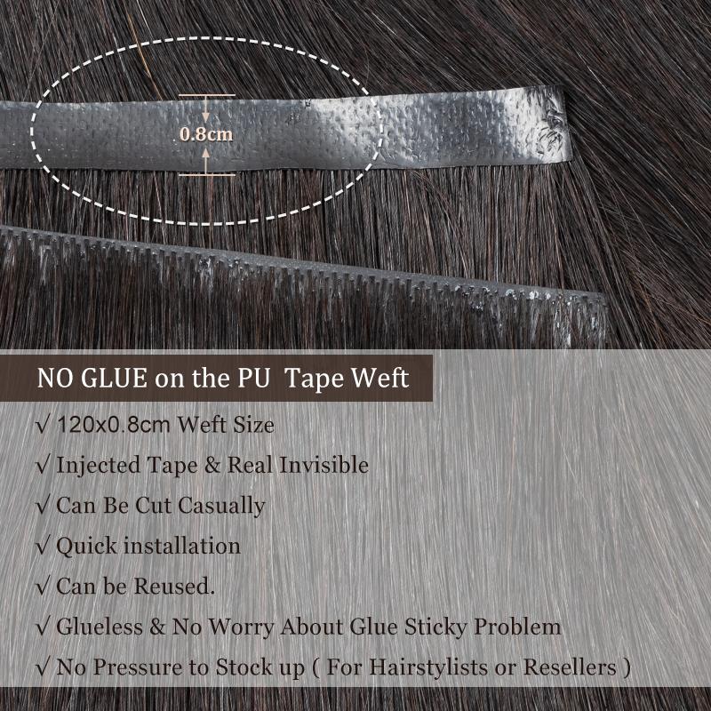 เทปยาวที่มองไม่เห็น PU Weft Hu - Invisible Tape In Extensions Real Hair บทวิจารณ์และราคา