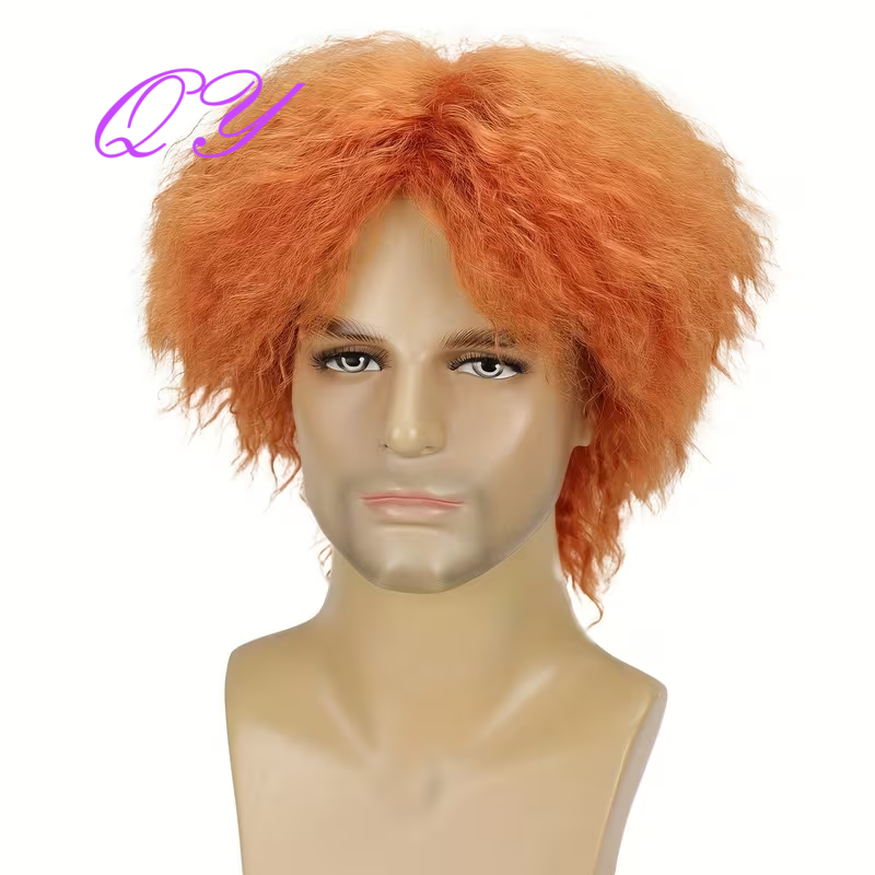 วิกผมผู้ชายสั้นสีส้ม ทรงแอฟโฟร - Synthetic Wigs บทวิจารณ์และราคา
