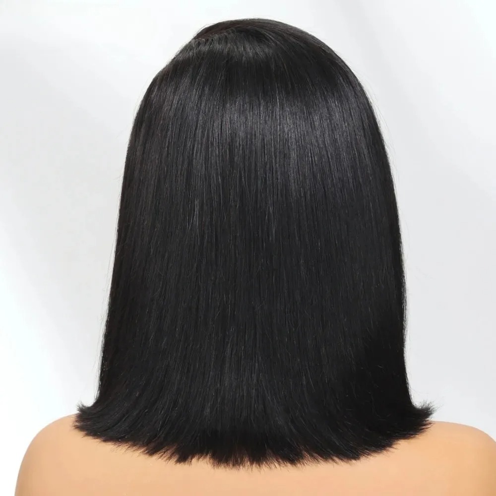 วิกผมบ๊อบสั้นสีดำแบบตรง  พร้อม - Pre Parted 13X4 Lace Front Bob Wig บทวิจารณ์และราคา