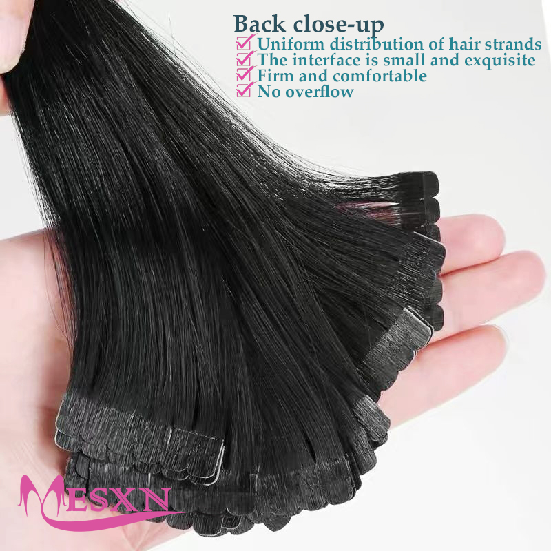 เทปมินิตรงผมต่อมนุษย์ต่อผมธรรม - Invisible Tape In Extensions Real Hair บทวิจารณ์และราคา