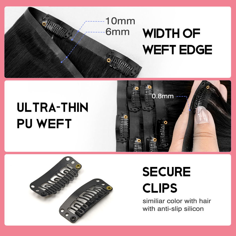 ต่อผมแบบคลิปไร้รอยต่อ ผมแท้ 7  - Seamless Clip In Hair Extensions Human Hair บทวิจารณ์และราคา