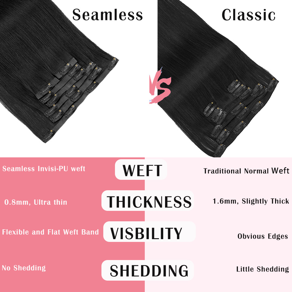 ต่อผมแบบคลิปไร้รอยต่อ ผมแท้ 7  - Seamless Clip In Hair Extensions Human Hair บทวิจารณ์และราคา