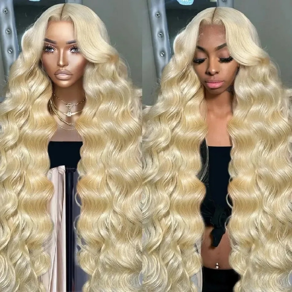 วิกผมลูกไม้ด้านหน้า 46 นิ้ว สี - 613 Blonde Body Wave Lace Front Wig บทวิจารณ์และราคา