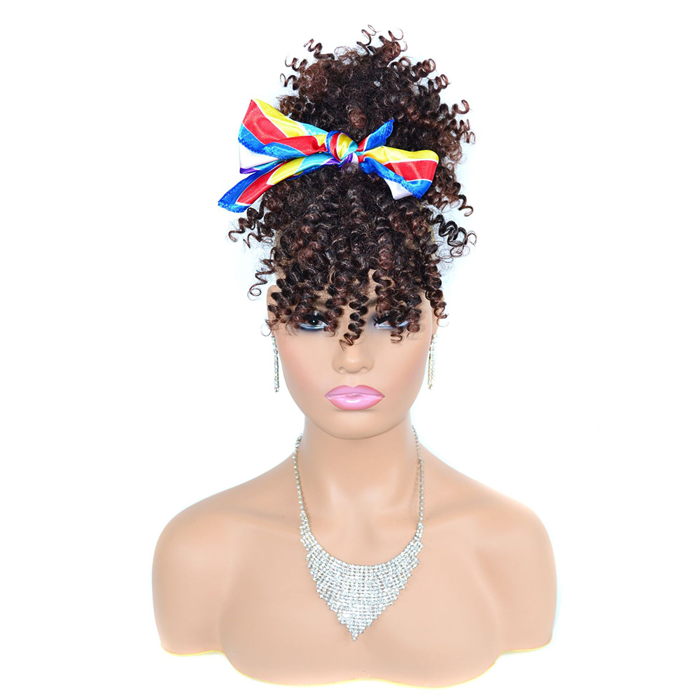 ผมปลอมแบบหางม้า Afro Kinky Cur - Drawstring Afro Curly Puff Ponytail บทวิจารณ์และราคา