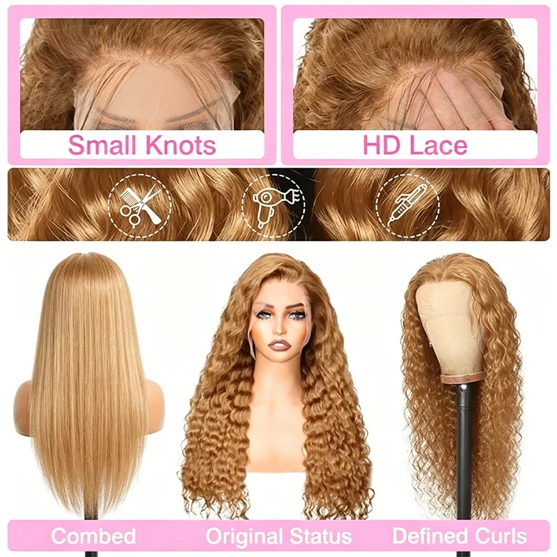 วิกผมสีบลอนด์น้ำผึ้งขนาด 34 38 - Human Hair Wigs บทวิจารณ์และราคา