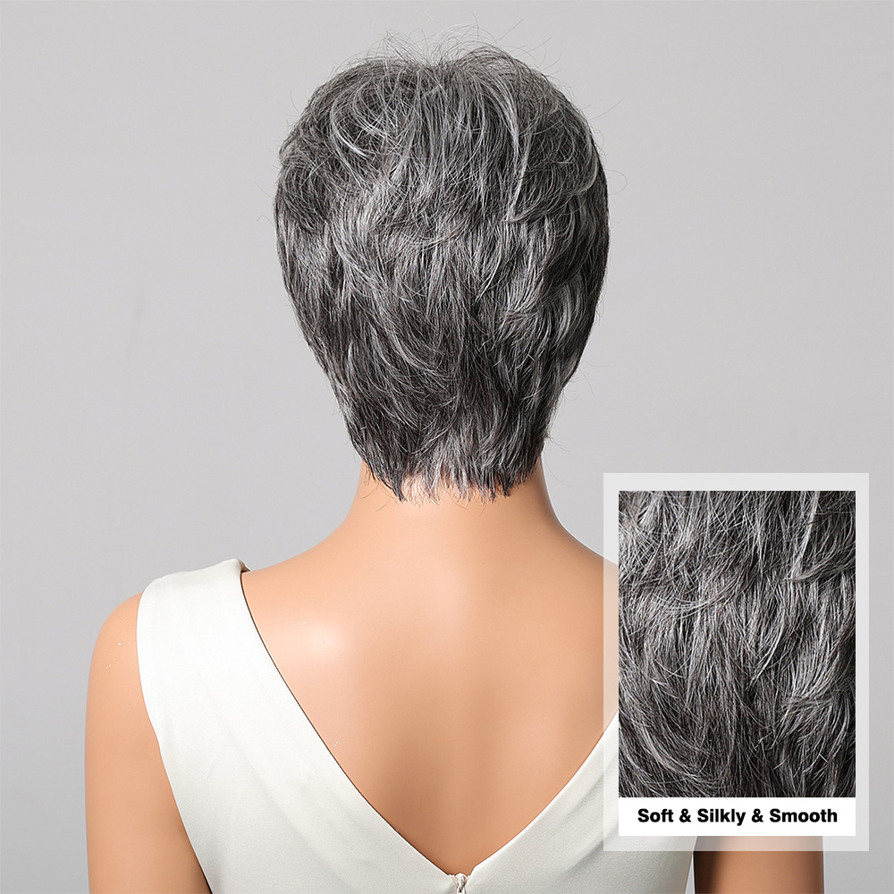 สั้น Pixie ตัดวิกผมมนุษย์สีเทา - Short Pixie Cut Wig Human Hair Cheap บทวิจารณ์และราคา