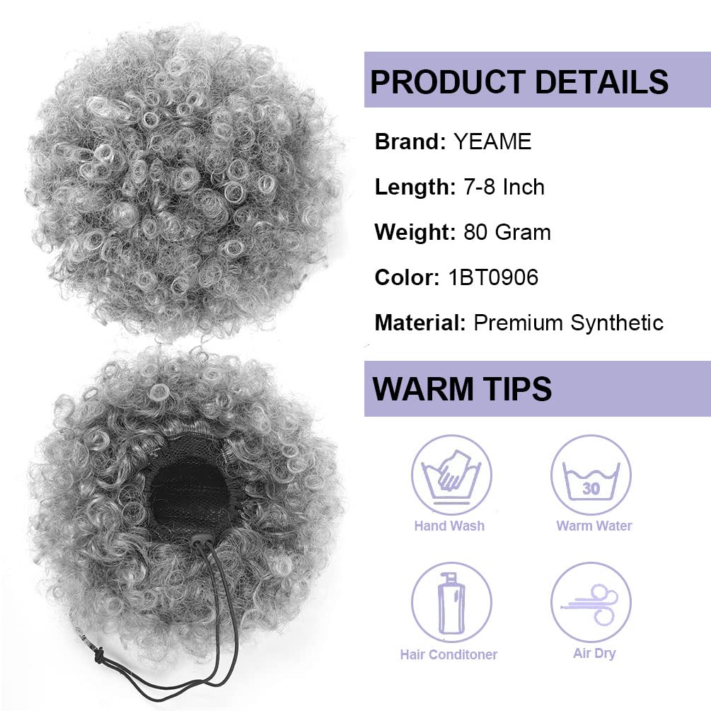 ผมปลอมแบบ Afro Puff ทรงหางม้าแ - Drawstring Afro Curly Puff Ponytail บทวิจารณ์และราคา