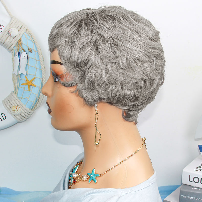 วิกผมมนุษย์สั้นตรงสีเทา ผมแท้บ - Short Pixie Cut Wig Human Hair Cheap บทวิจารณ์และราคา