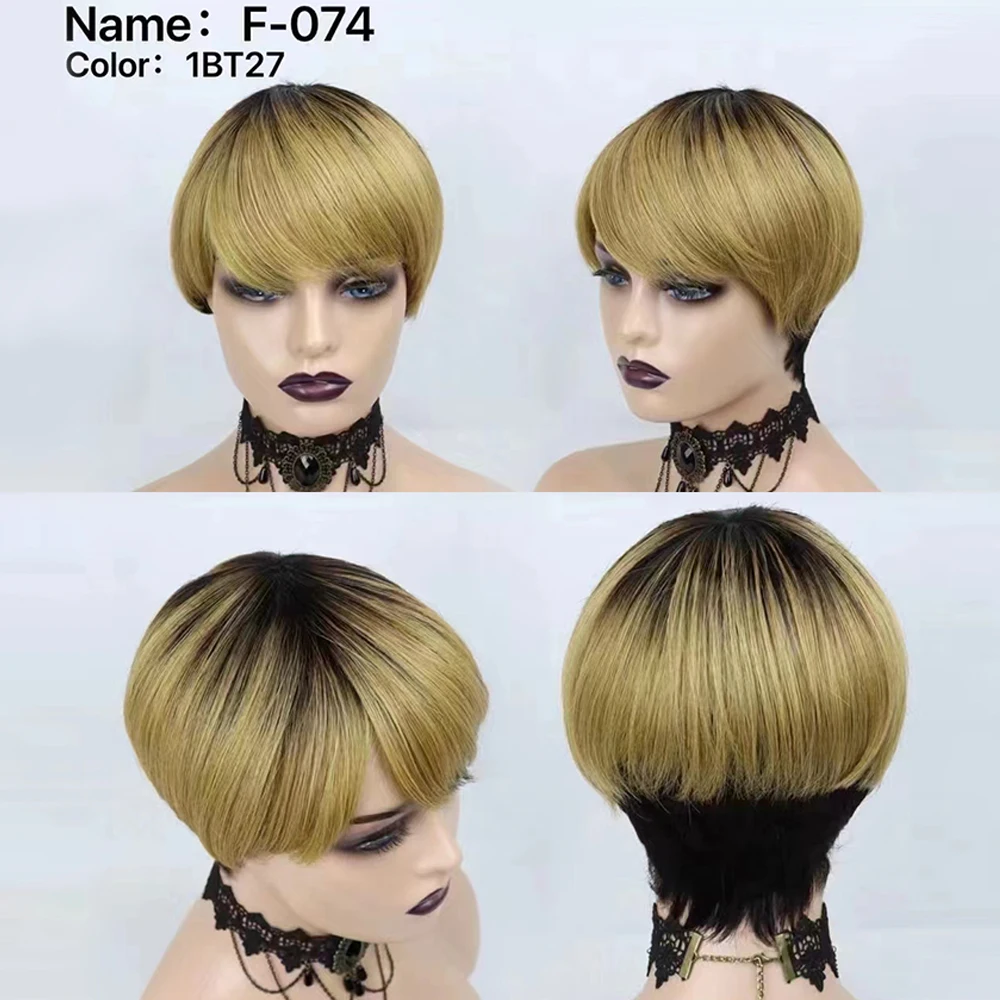 8 นิ้วสั้น Remy ผมวิกผมบราซิลต - Short Pixie Cut Wig Human Hair Cheap บทวิจารณ์และราคา