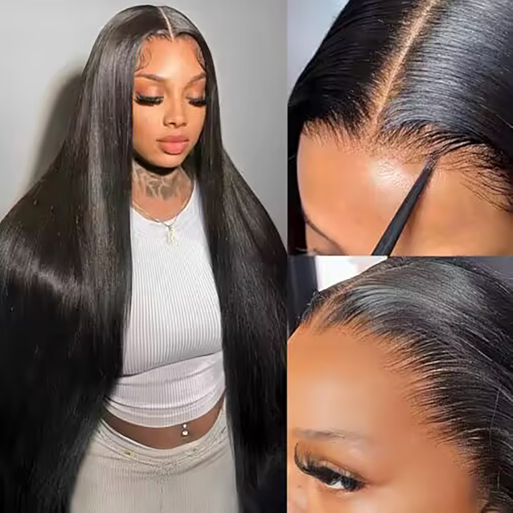 วิกผมตรงแน่น 200% ความหนาแน่น  - Hd Lace Frontal Wig Human Hair Pre Plucked บทวิจารณ์และราคา