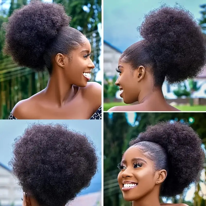 1 PC ผู้หญิง 10 นิ้ว Afro Kink - Drawstring Afro Curly Puff Ponytail บทวิจารณ์และราคา