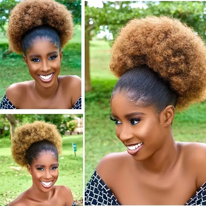 1 PC ผู้หญิง 10 นิ้ว Afro Kink - Drawstring Afro Curly Puff Ponytail บทวิจารณ์และราคา
