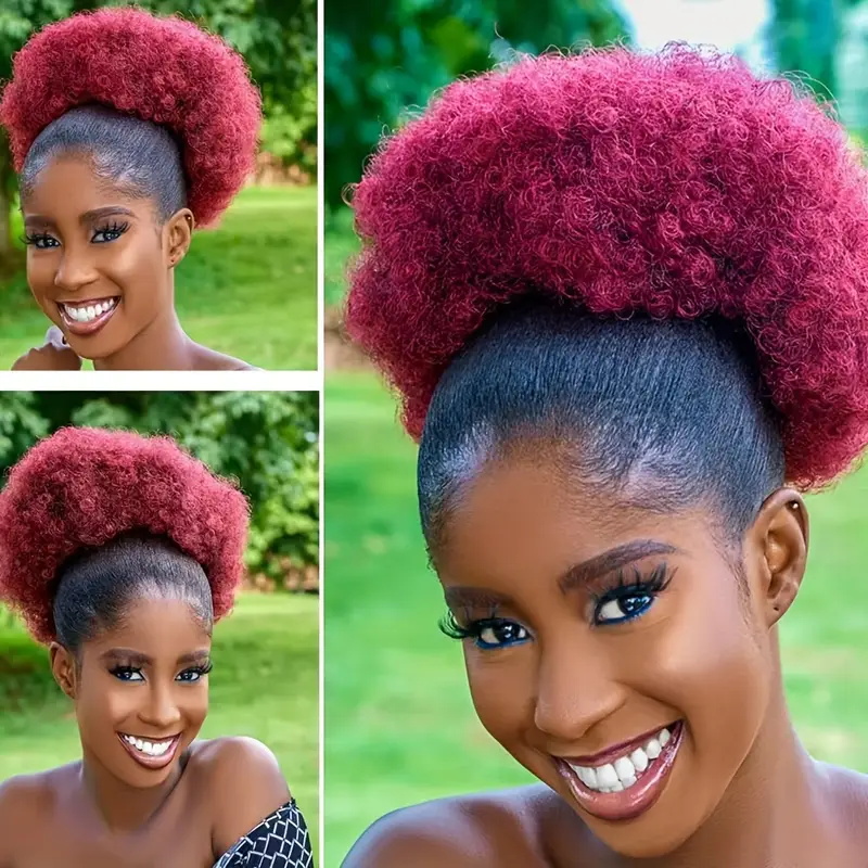 1 PC ผู้หญิง 10 นิ้ว Afro Kink - Drawstring Afro Curly Puff Ponytail บทวิจารณ์และราคา