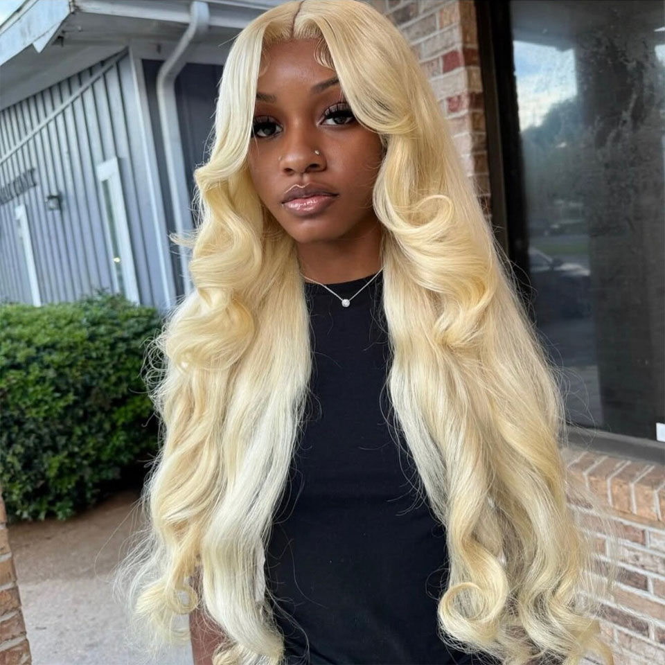วิกผมลูกไม้โปร่งใส 13x6 HD สีบ - 613 Blonde Body Wave Lace Front Wig บทวิจารณ์และราคา