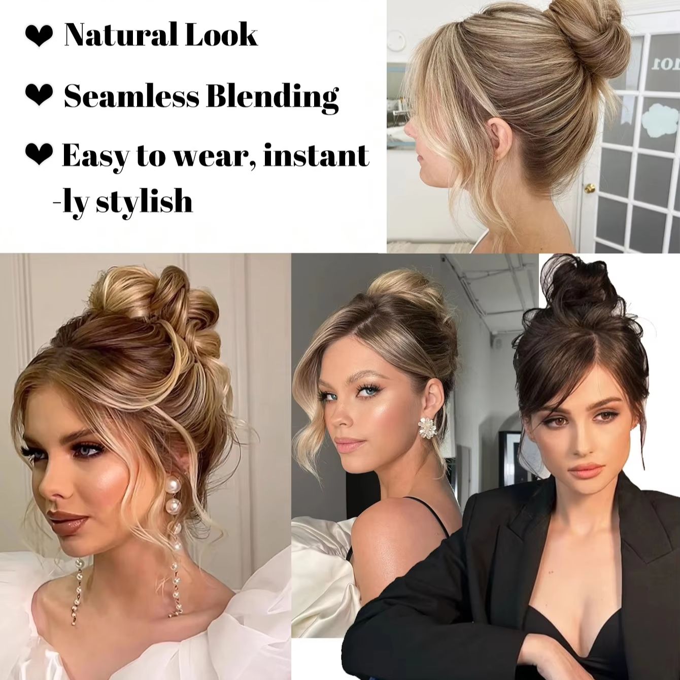 กิ๊บหนีบผมแบบมินิสังเคราะห์ สำ - Claw Clip Messy Bun Hair Piece บทวิจารณ์และราคา