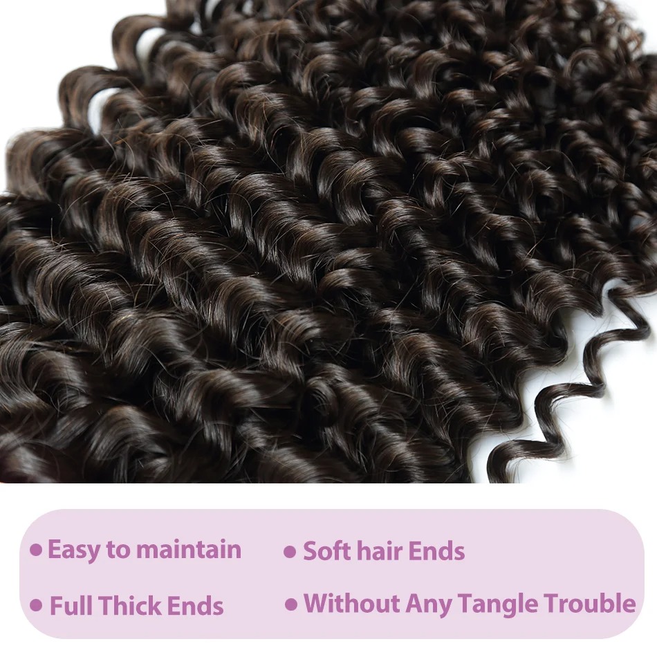 ผมปลอมแบบ Pixie Curl พร้อมเชือ - Deep Wave 3 Bundles With Closure บทวิจารณ์และราคา