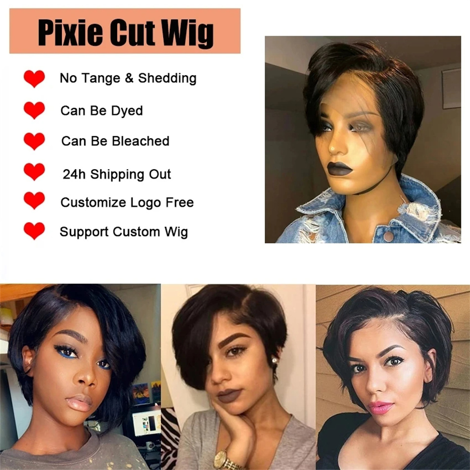 Pixie ตัดวิกผมผมมนุษย์ 100% ตร - Short Pixie Cut Wig Human Hair Cheap บทวิจารณ์และราคา