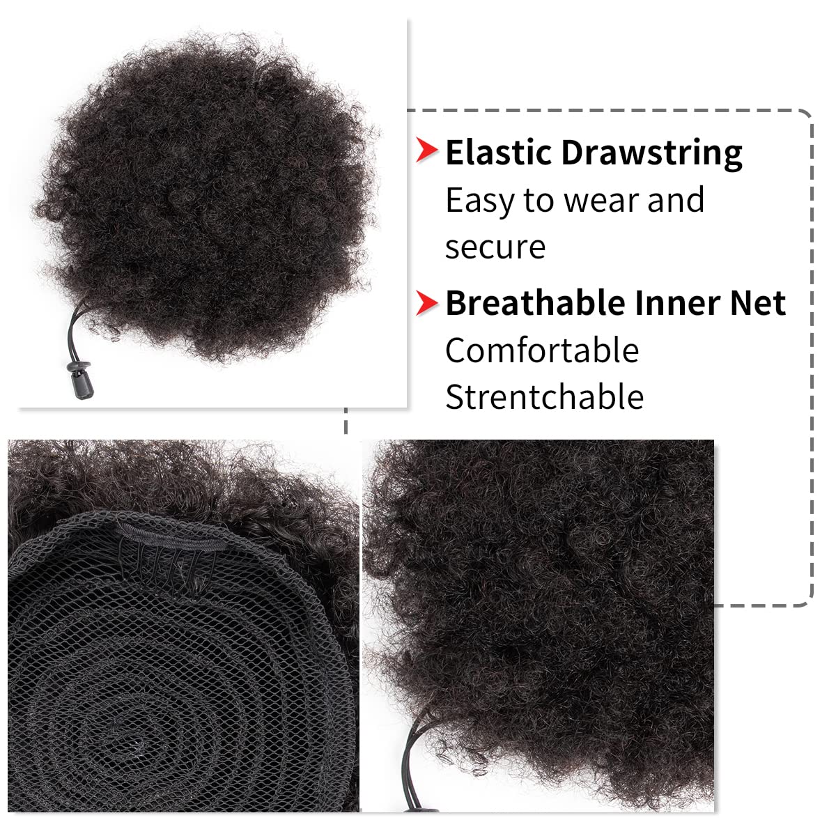 ผมหางม้าแบบ Afro Kinky Puffs ท - Drawstring Afro Curly Puff Ponytail บทวิจารณ์และราคา